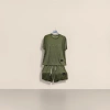 Olive green sportswear set, short-sleeved T-shirt with shorts, unisex, breathable and quick-drying Specification image